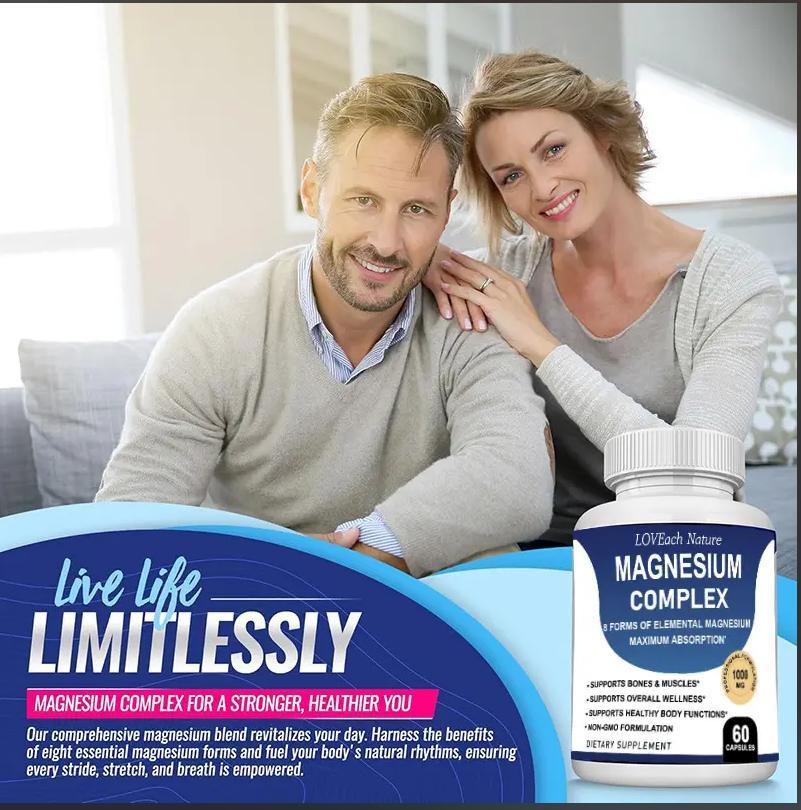 Magnesium Complex Supplement With Multiple Elemental Magnesium 90 Capsules