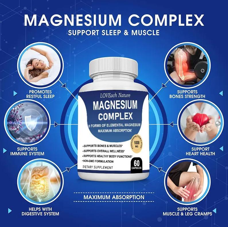 Magnesium Complex Supplement With Multiple Elemental Magnesium 90 Capsules