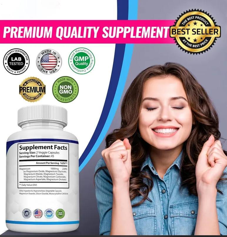 Magnesium Complex Supplement With Multiple Elemental Magnesium 90 Capsules