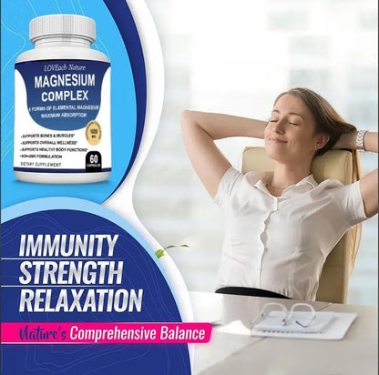 Magnesium Complex Supplement With Multiple Elemental Magnesium 90 Capsules