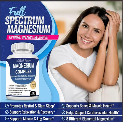 Magnesium Complex Supplement With Multiple Elemental Magnesium 90 Capsules